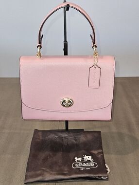 Coach Tilly Top Satchel In Light Blush Pink Leather Top Handle Bag